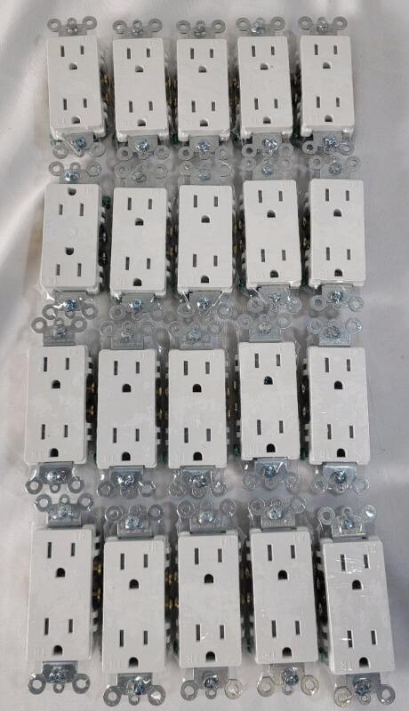 20 New 15-Amp Tamper-Resistant Receptacle Outlet , White . All individually sealed