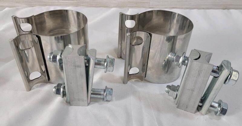 Two (2) New 2.5"&times;3" Butt Joint Exhaust Band Clamp Sleeve .