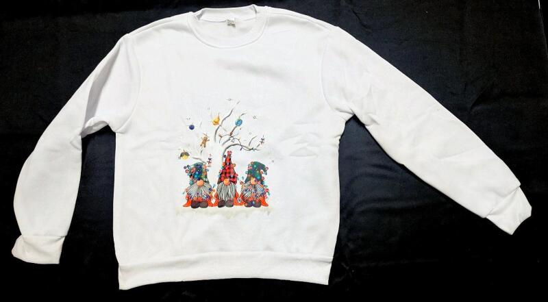 New Size LG Women's Christmas Gnome Trio Crewneck Sweater
