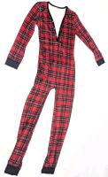 New Size SM Women's Red Plaid Pajama Onesie With Removable BUTT FLAP Panel