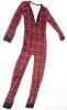 New Size SM Women's Red Plaid Pajama Onesie With Removable BUTT FLAP Panel