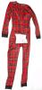 New Size SM Women's Red Plaid Pajama Onesie With Removable BUTT FLAP Panel - 2