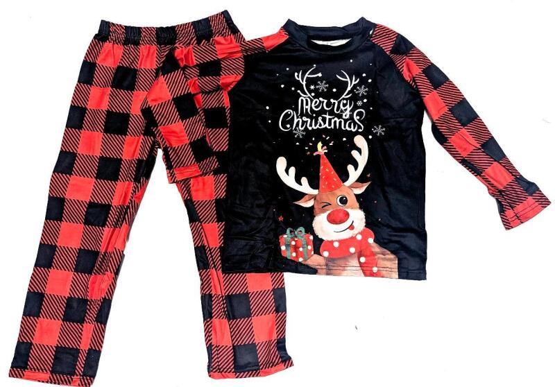 New Child Size 6 Merry Christmas Reindeer 2-Piece Pajama Set