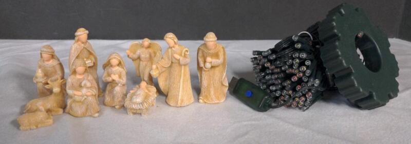 New Christmas Nativity Scene miniature figures and USB LED Christmas Lights