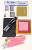 New Crafts : Fabulous Folded Cards' Shutter Card Cutting Die 6" &times; 5⅞", 2 Overseas Grey Watercolor Paint Pens, 8 Magnetic Adhesive Photo Backs, 3 Packs of Multicolor Origami Paper (2.75" &times; 2.75" to 4.75" &times; 4.75") & 15 Paint Brushes