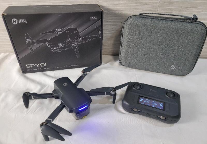 HolyStone Spydi GPS Drone w/4K Camera plus Case . Drone & Remote Tested Powers Up - Not Tested Beyond Power Up