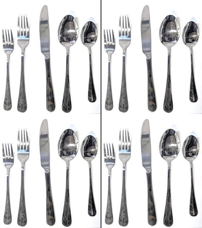4 New 5-Piece Stainless Steel Cutlery Sets, 20 Pieces Total. Up To 9" Long