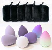 5 New 7.5" &times; 7.5" Reusable Soft Makeup Removing Cleansing Pads & 7 Makeup Sponges