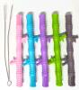 New UFO Silicone Pull-String Toy For Ages 18M+ & 5-Pack 5.75" Long Hollow Bamboo Silicone Baby Teething Tubes With 2 Cleaning Brushes - 3