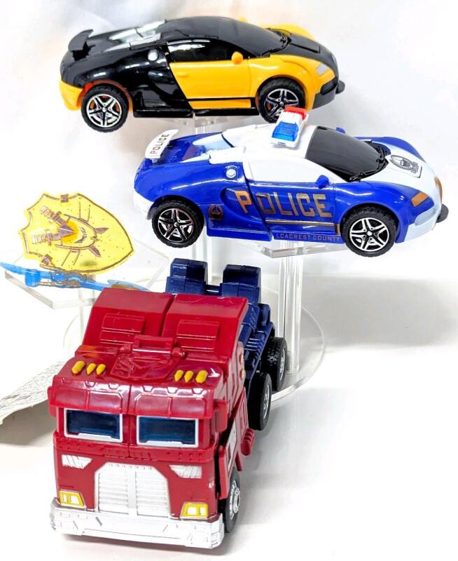 3 New Transforming Robot Vehicle Toys, Up To 5" Long