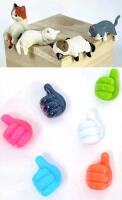 4 New Adorable Kitten Sitters For Car/Monitor/Home With Adhesive Dots (Up To 1.75" Long) & 6 New Thumbs-Up Cable / Cord Holders With Adhesive Backings