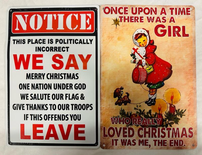 2 Decorative Metal Signs, both 8&rdquo; x 12&rdquo; - See Photos