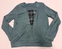 New - Women's Size Medium Shein Teal Long-Sleeve Top w/Plaid Pattern Front