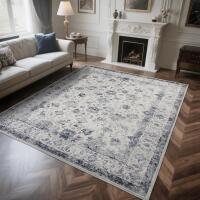New Zentavio 6x9 Porcelain blue Washable Area Rugs, Vintage Non-Slip Floral Living Room Rug, Indoor Foldable Floor Thin Low Pile Carpet for Farmhouse Bedroom Dining Room
