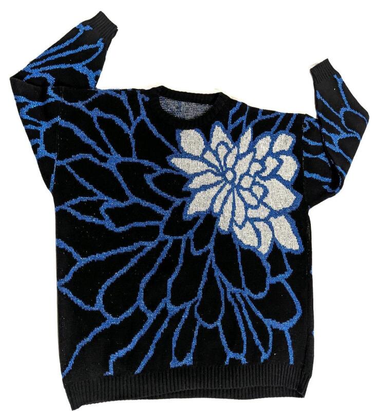 New Size 2XL* Women's Glitter Tinsel Floral Knit Sweater