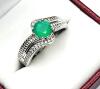 Sterling Silver Natural Green Onyx (0.75ct) with CZ (0.20ct) Ring, Size 9.25, comes with APPRAISAL $200.00. - 2