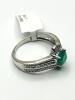 Sterling Silver Natural Green Onyx (0.75ct) with CZ (0.20ct) Ring, Size 9.25, comes with APPRAISAL $200.00. - 5