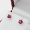 14KT White Gold Natural Enhanced Ruby Round Shape Earrings, Retail $450.00.