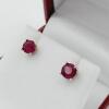 14KT White Gold Natural Enhanced Ruby Round Shape Earrings, Retail $450.00. - 2