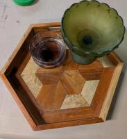 3 Decor/Serving items. Tray measures 18.25" Across.
