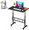 New Klvied Small Standing Desk Adjustable Height for Sitting and Standing, Portable Laptop Table for Walking Pad (Black)