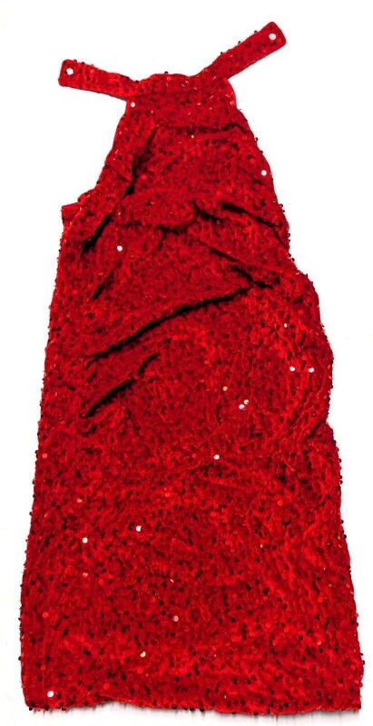 New Size 12YR Girls Sequin Red Velvet Halter Dress
