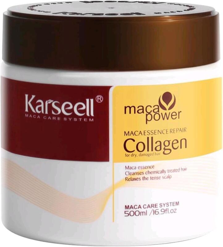 New Sealed Karsseell MACA POWER Collagen Hair Mask, Cleanses Chemically Treated Hair & Relaxes The Scalp, 500ml, EXP 2027