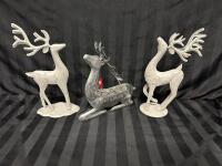 3 New Metal Deer/Reindeer Christmas Decorations, 10&rdquo; Tall and 12&rdquo; Tall
