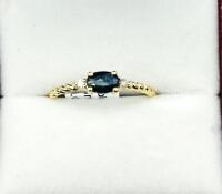 10KT Yellow Gold Natural Blue Sapphire (0.46ct) with Natural Diamond (0.03ct) Ring, Size 6.5, comes with appraisal $1280.00. Sapphire is the birthstone for September.