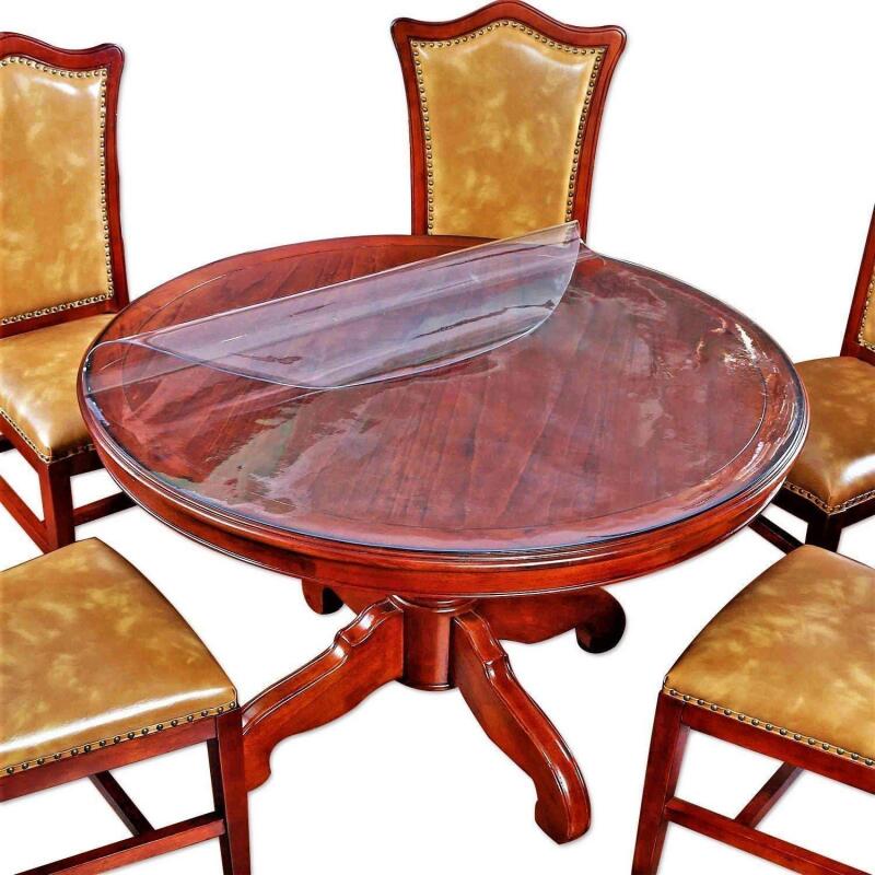 Bobetter Round 36 Inch Clear Plastic Round Table Top Protector PVC Tablecloth Cover Vinyl Cover Easy Clean Furniture Topper Pad for Wood Dining Living Room Accent Coffee Patio Table Mat Desk Pad