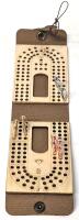 New Portable Laser-Etched Wood Travel CRIBBAGE Kit With 6 Metal Pegs, 2.25" &times; 9.75" Long Unfolded