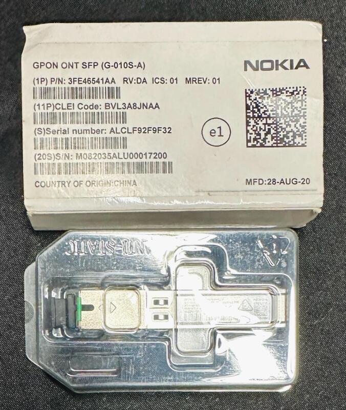 New Nokia G-010S-A GPON ONT SFP Fiber Module - See Photos for Detailed Specs