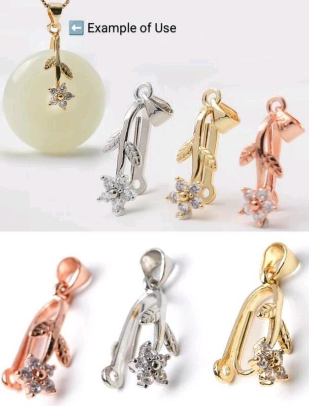 6 New Donut Ball CZ Star Flower Pinch Clip Clasps For Donut Pendants, Hook Bucket For DIY Gemstone Pendant / Jewelry Making Findings, 1" Each