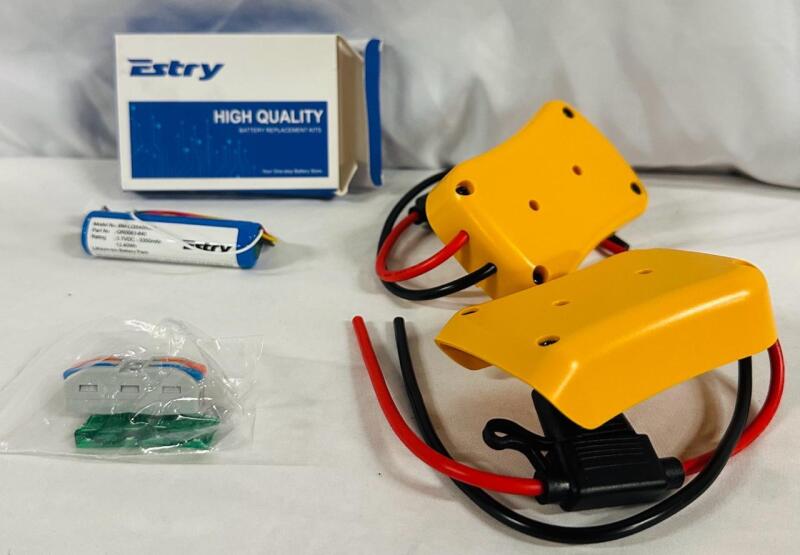 As-New Battery Lot, Includes 2 Power Wheel Battery Adapter Docks with Fuse for Dewalt 18V/20V Battery and Estry Lithium Ion Replacement