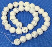 36 New Polished Howlite Beads, Approx 0.4" Across