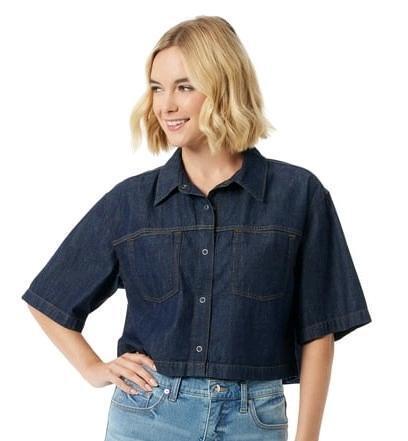 New Size MED Women's JESSICA SIMPSON JS Denim Shirt, Rinse 30246188-673