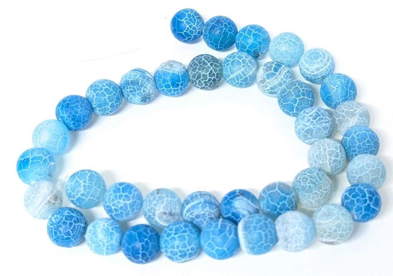 38 New Crackle Opaque Blue Frost Agate 10mm Beads