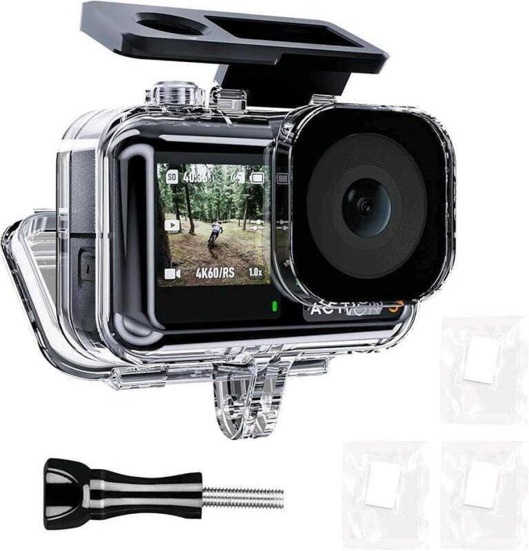New Telesin Waterproof Case with Anti-Fog for [DJI ACTION 5 PRO 4/3 CAMERA], Underwater Housing Shell Cage Supports 45M/148FT Deep Diving Scuba Snorkeling with Quick Release Bracket Screw Accessories