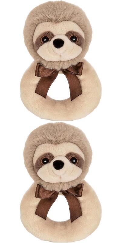 2 New Bearington Baby 5.5" Lil' Speedster Plush Sloth Ring Rattles 195670