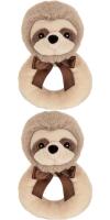 2 New Bearington Baby 5.5" Lil' Speedster Plush Sloth Ring Rattles 195670