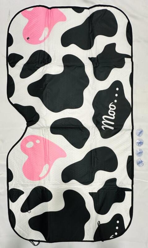 New Cow-Themed Car Windshield Sunshade with Suction Cups, 52&rdquo; x 28&rdquo;