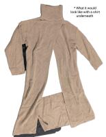 New Size Small (Oversized) Women's Over-The-Head Ankle-Length Long-Sleeve Turtleneck Cardigan With Cross-Cross Open Front