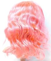 New 100% Human Hair Lace-Front Wig, 16" Long Vibrant Pink