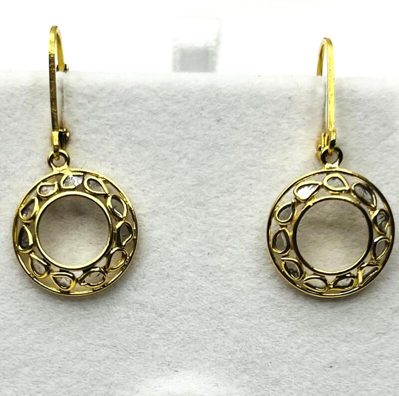 Gold Plated Sterling Silver Natural Rose Cut Diamond (0.25ct) Drop Style Earrings, W/A $370.00. Diamond is the birthstone for April.