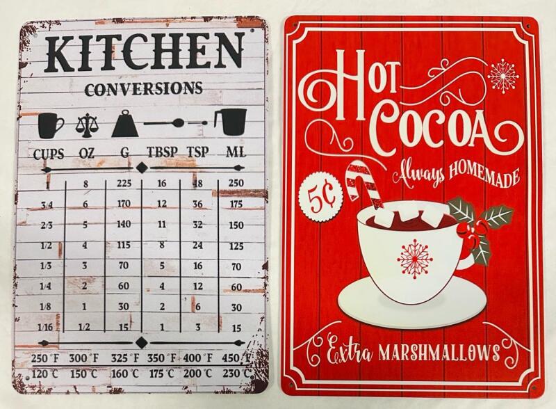 2 Decorative Metal Kitchen Signs, Both 8&rdquo; x 12&rdquo; - See Photos