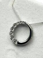 Sterling Silver Natural Diamond (0.11ct) Circle Pendant with Sterling Silver Chain, Retail $550.00.