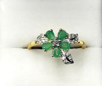 Gold Plated Sterling Silver Natural Emerald (1ct) with Natural White Topaz (0.30ct) Ring, Size 7, W/A $330.00. Emerald is the birthstone for May.
