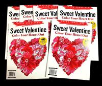 6 New Sweet Valentine Color Your Heart Out Colouring Books, 40 Designs Each