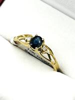 10KT Yellow Gold Natural Blue Sapphire (0.26ct) with Natural Diamond (0.01ct) Ring, Size 6.5, comes with APPRAISAL $1000.00.