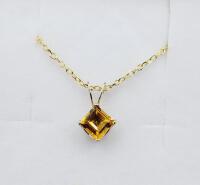 14KT Yellow Gold Natural Citrine Pendant with Gold Plated Sterling Silver Chain, Retail $350.00.
